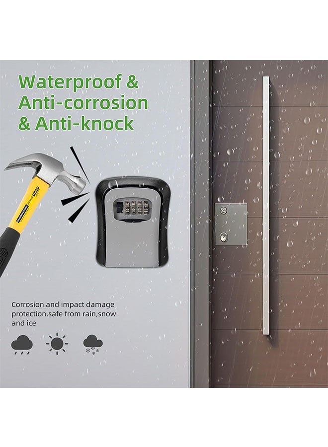 جدار مثبت مفتاح قفل مربع للخارج، قوية ودائمة للماء الطارئة الاحتياطي مفتاح قفل مربع المدرسة الاحتياطي منزل، مجلس الوزراء المفتاح مع رمز إعادة تعيين للمنزل - Image 3